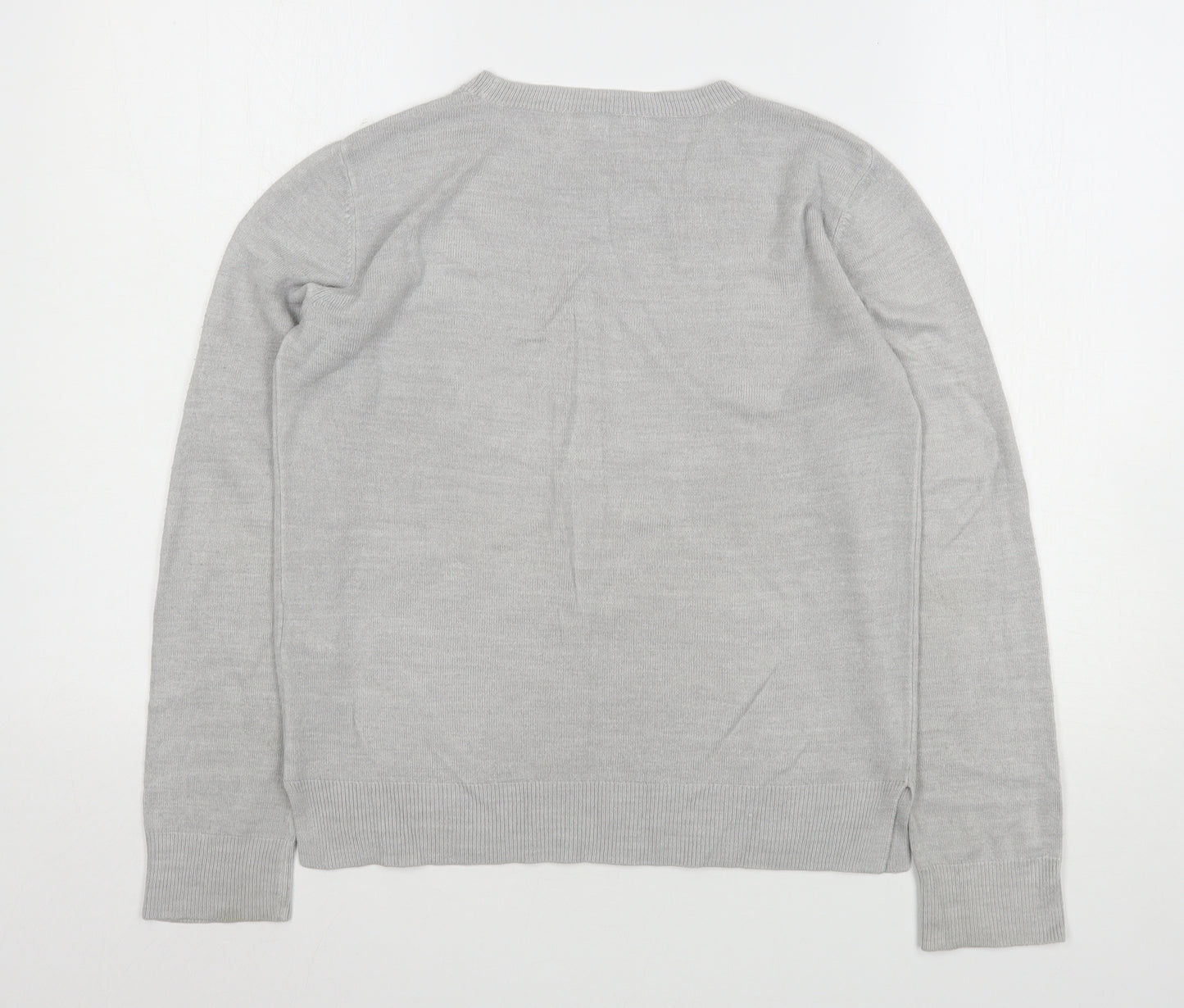 Marks and Spencer Womens Grey Round Neck  Acrylic Pullover Jumper Size 10