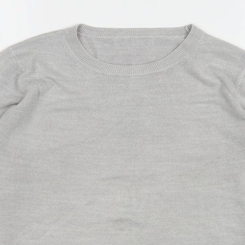 Marks and Spencer Womens Grey Round Neck  Acrylic Pullover Jumper Size 10