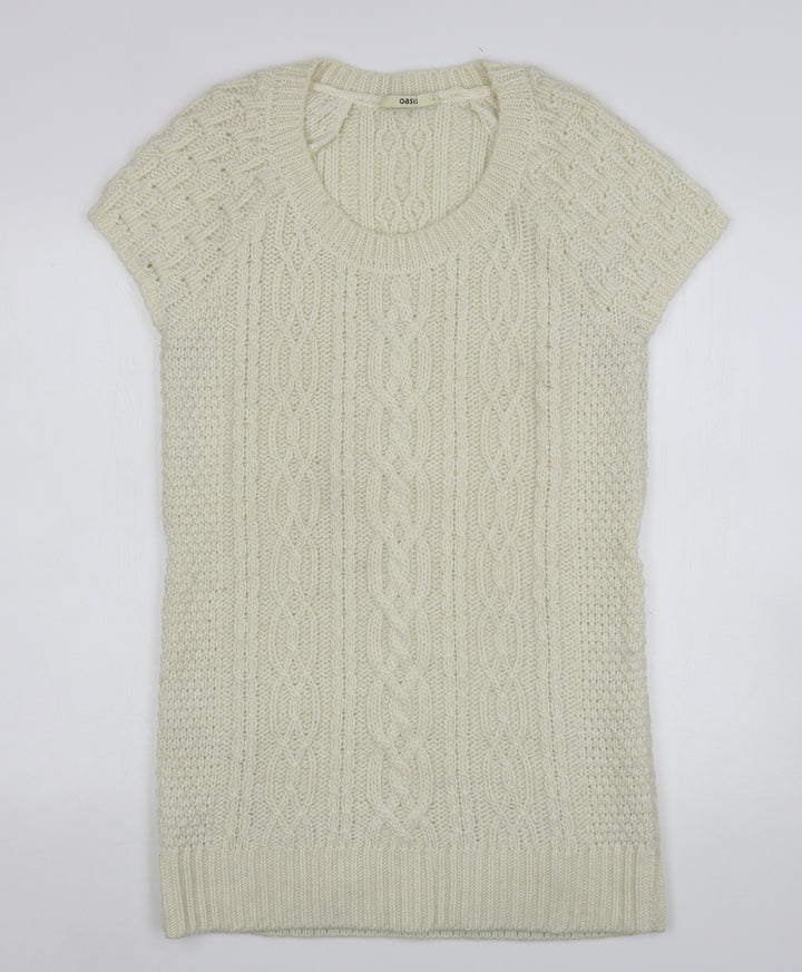 Oasis Womens Beige Round Neck Acrylic Pullover Jumper Size L