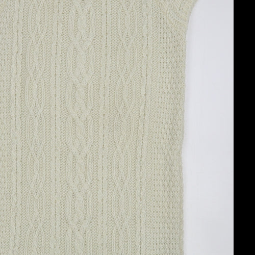 Oasis Womens Beige Round Neck  Acrylic Pullover Jumper Size L
