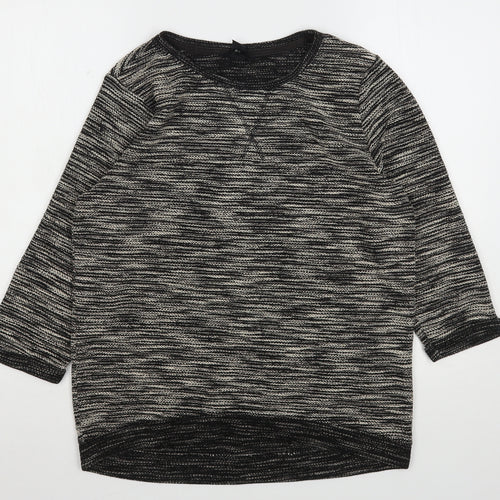 H&M Womens Grey Round Neck Striped Polyester Pullover Jumper Size S