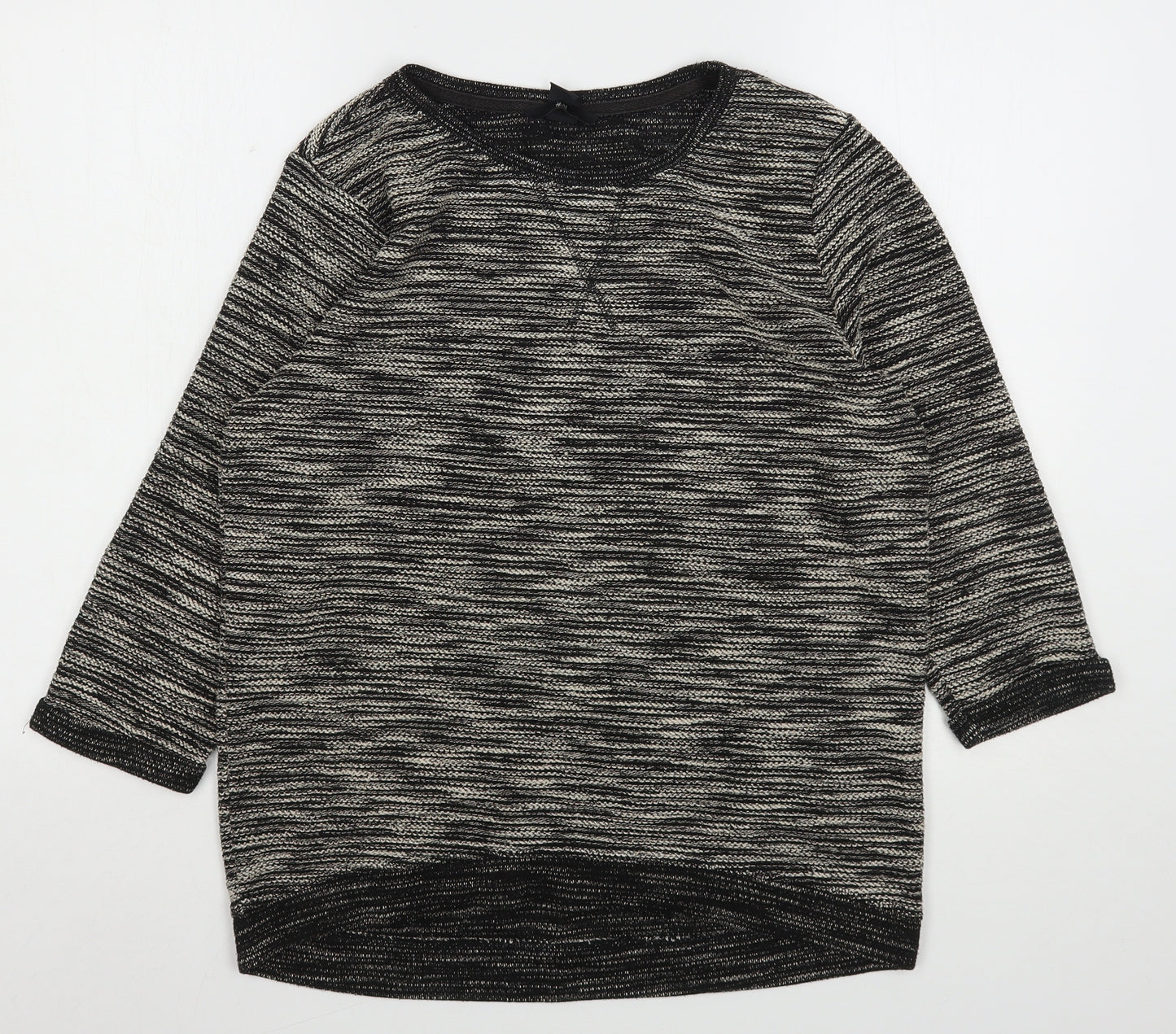 H&M Womens Grey Round Neck Striped Polyester Pullover Jumper Size S