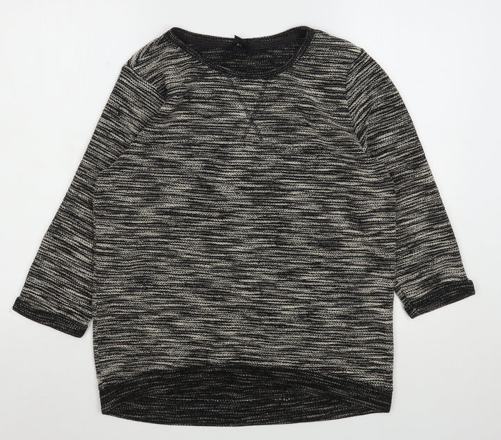 H&M Womens Grey Round Neck Striped Polyester Pullover Jumper Size S
