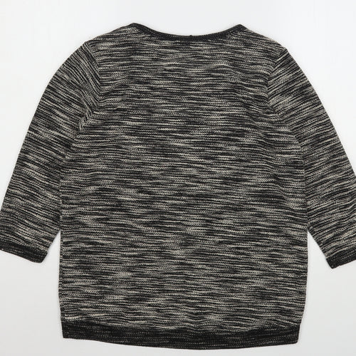 H&M Womens Grey Round Neck Striped Polyester Pullover Jumper Size S