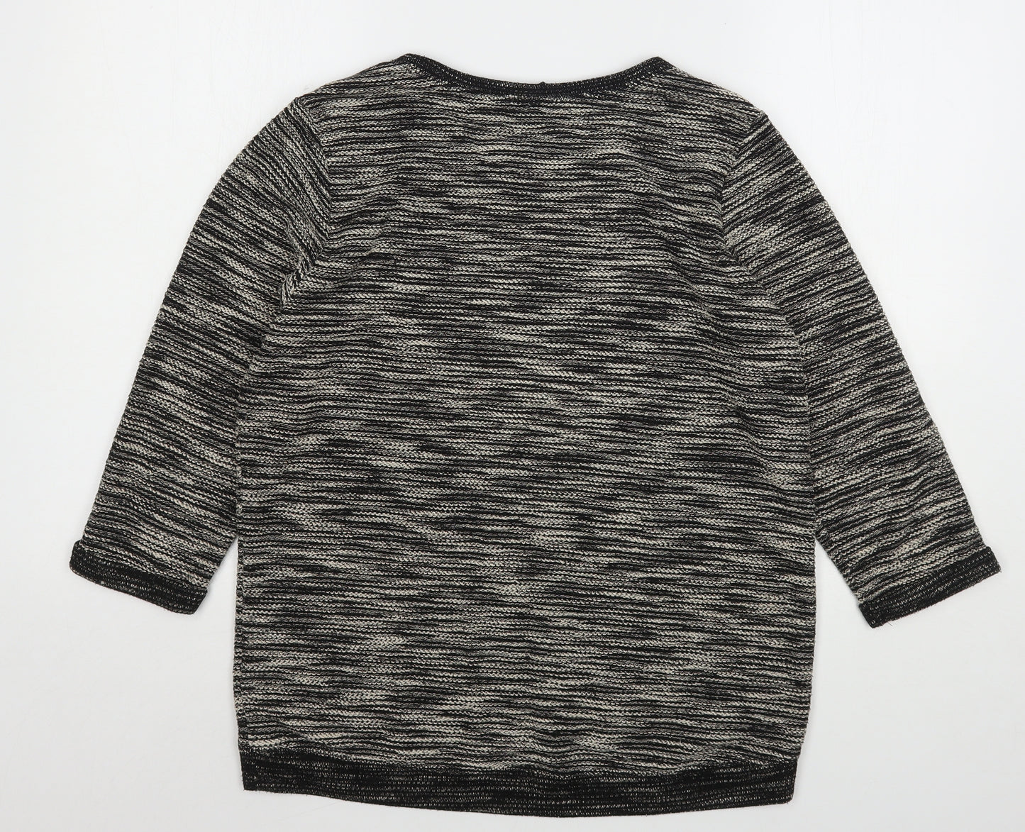 H&M Womens Grey Round Neck Striped Polyester Pullover Jumper Size S