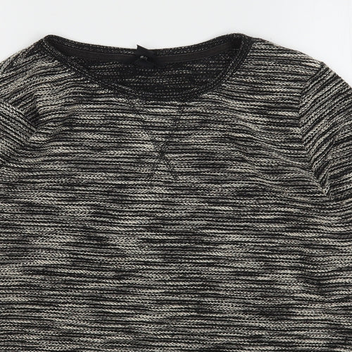 H&M Womens Grey Round Neck Striped Polyester Pullover Jumper Size S