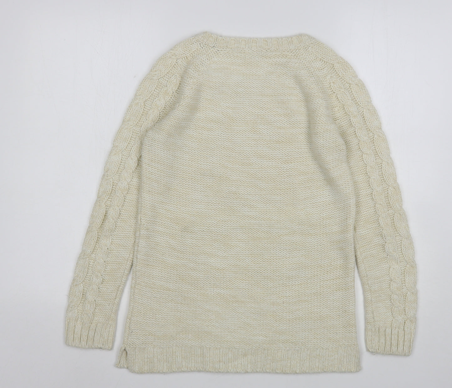 Matalan Girls Beige Round Neck  Acrylic Pullover Jumper Size 12-13 Years