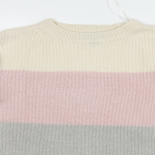 Primark Womens Multicoloured Round Neck Striped Polyester Pullover Jumper Size 10