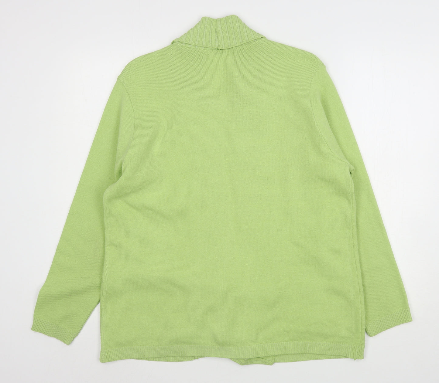 Impressions Womens Green Round Neck Striped Acrylic Pullover Jumper Size L   - Jumper with cardigan
