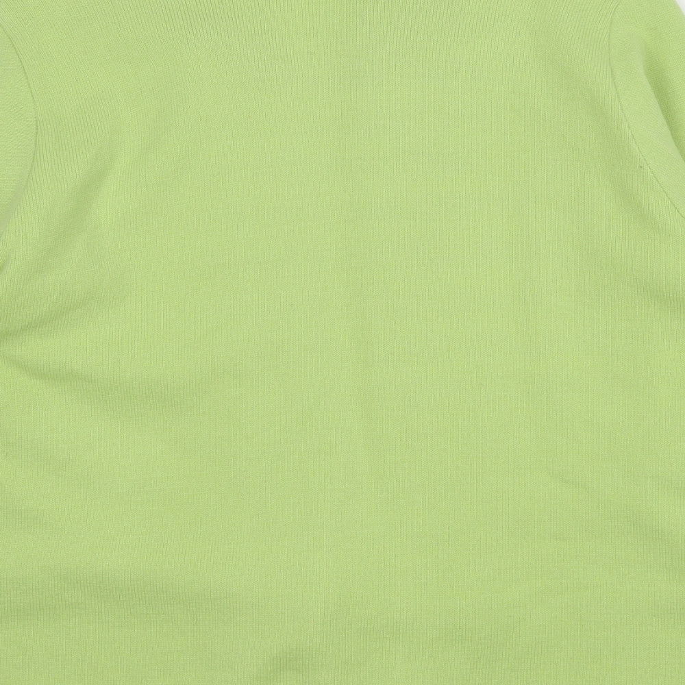 Impressions Womens Green Round Neck Striped Acrylic Pullover Jumper Size L   - Jumper with cardigan