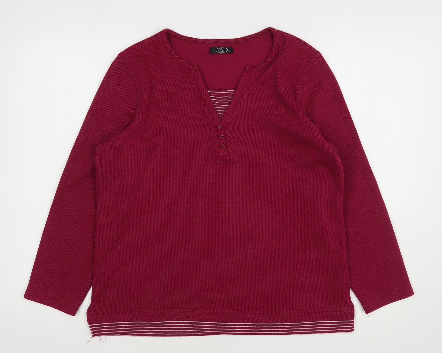 Bonmarché Womens Purple V-Neck  Polyester Pullover Jumper Size S