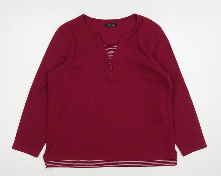 Bonmarché Womens Purple V-Neck  Polyester Pullover Jumper Size S