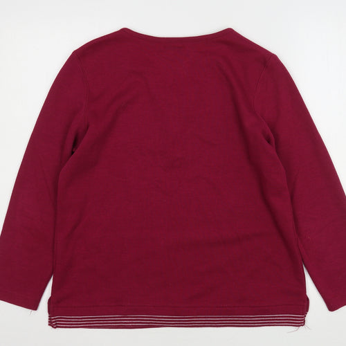 Bonmarché Womens Purple V-Neck  Polyester Pullover Jumper Size S