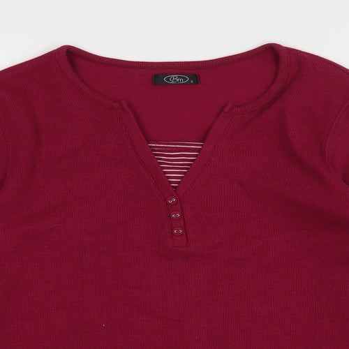 Bonmarché Womens Purple V-Neck  Polyester Pullover Jumper Size S