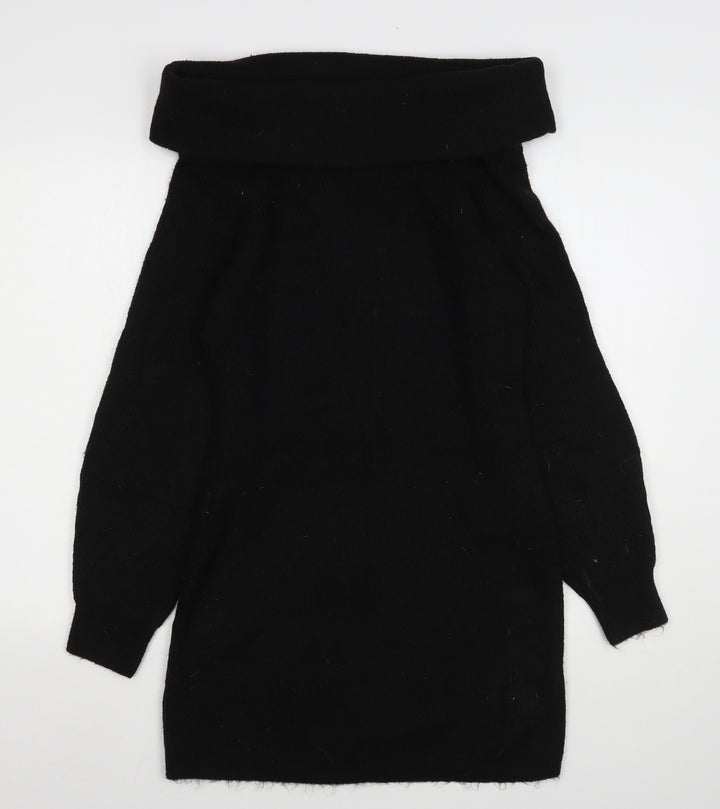 H&M Womens Black Roll Neck  Polyester Pullover Jumper Size M