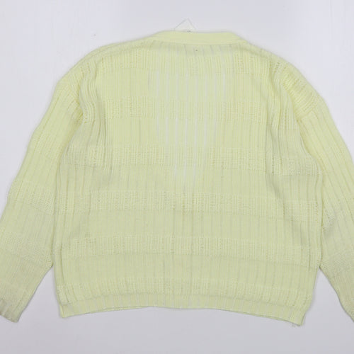 St Michael Womens Yellow V-Neck  Polyester Cardigan Jumper Size 8