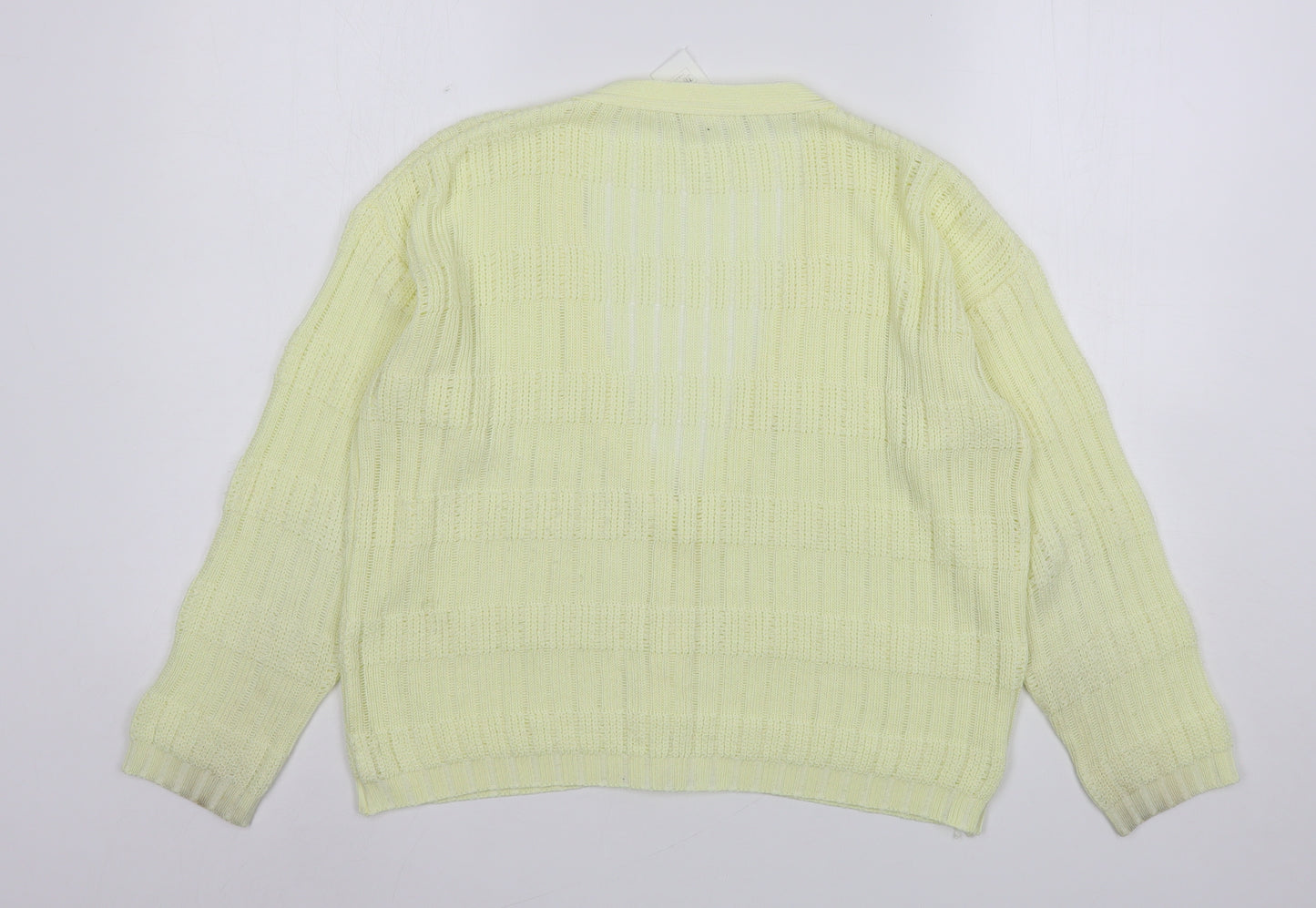 St Michael Womens Yellow V-Neck  Polyester Cardigan Jumper Size 8