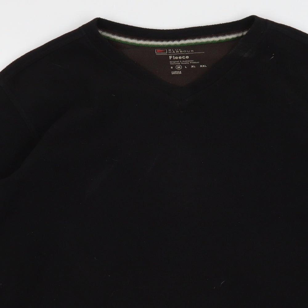 Blue Harbour Mens Black  Polyester  T-Shirt Size M V-Neck