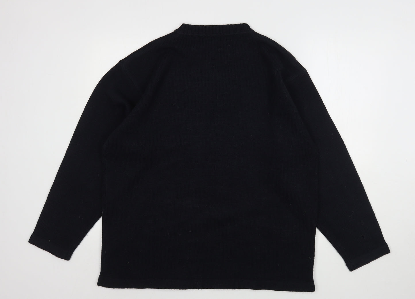 George Mens Blue Round Neck  Acrylic Pullover Jumper Size L