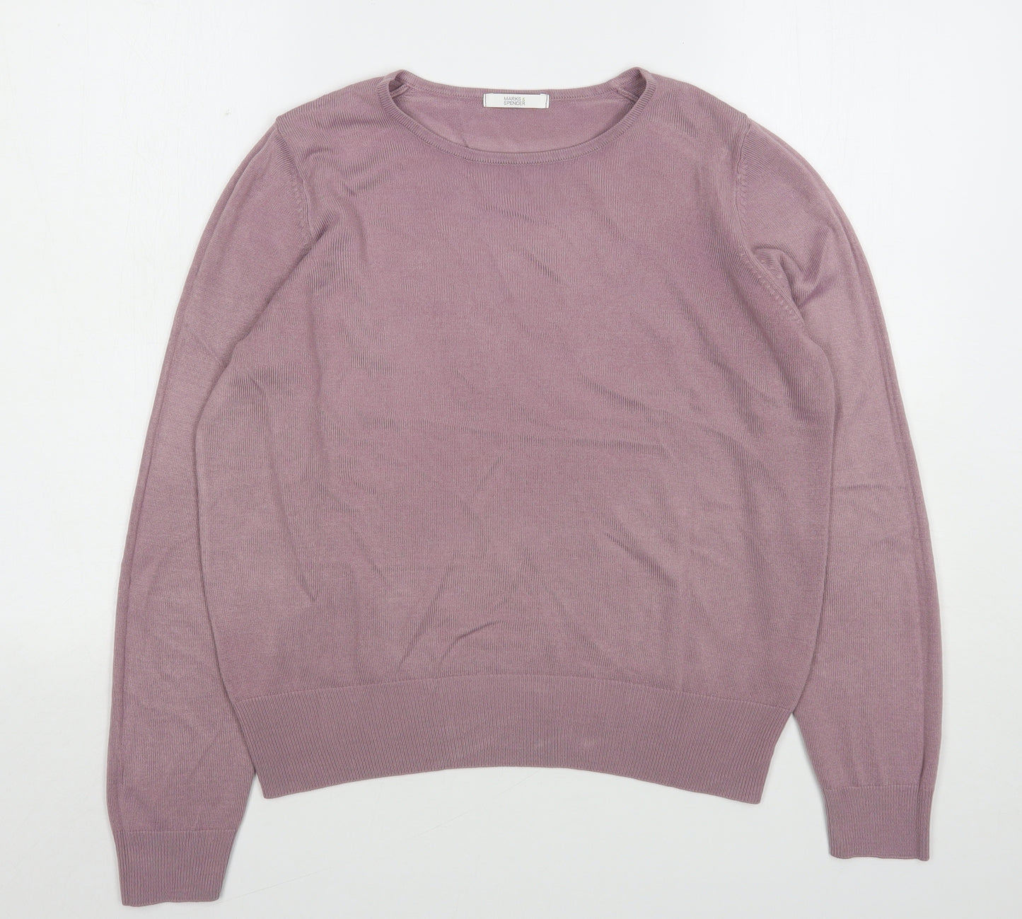 Marks and Spencer Womens Pink Round Neck  Acrylic Pullover Jumper Size 12
