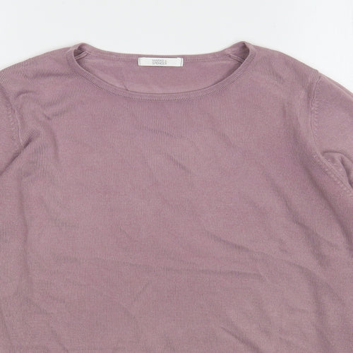 Marks and Spencer Womens Pink Round Neck  Acrylic Pullover Jumper Size 12