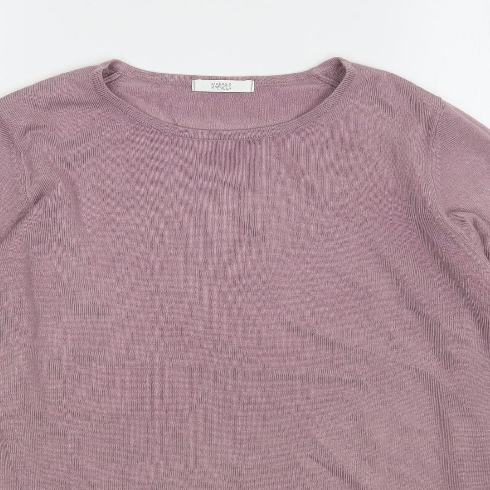 Marks and Spencer Womens Pink Round Neck  Acrylic Pullover Jumper Size 12