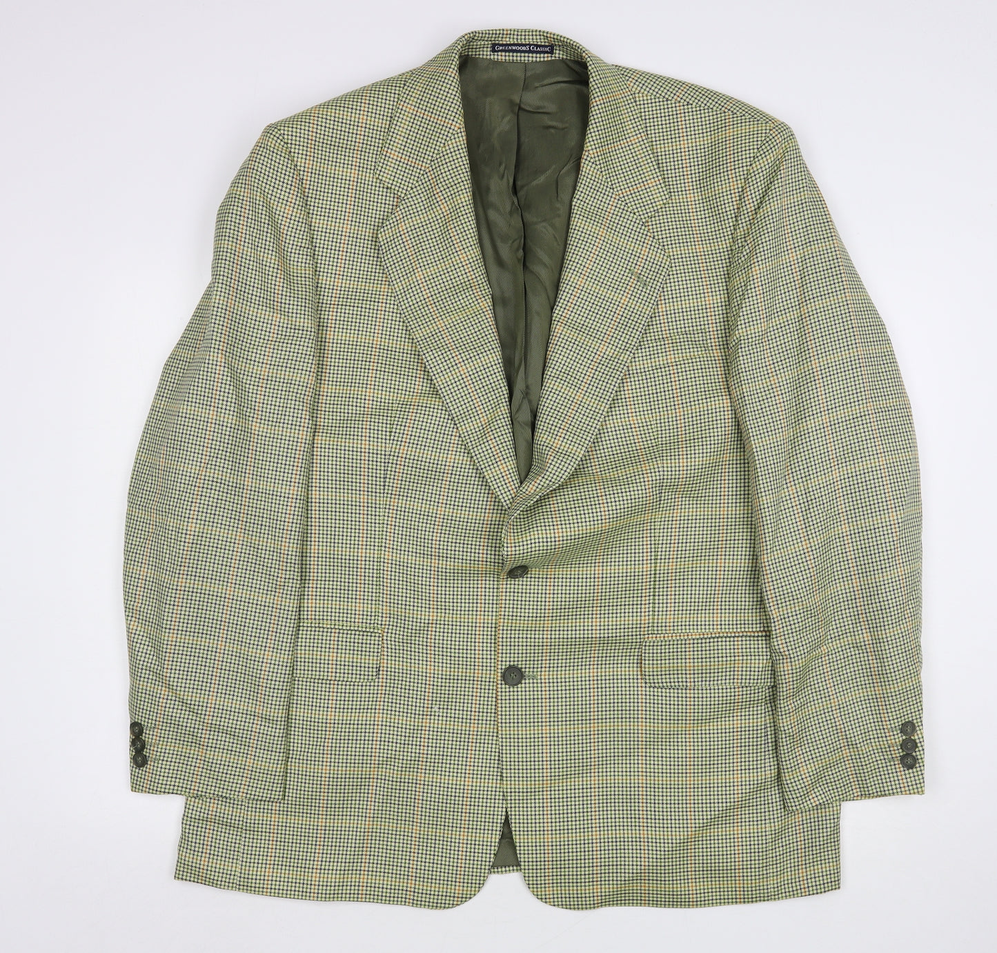 Greenwoods Mens Multicoloured Houndstooth Wool Jacket Suit Jacket Size 44