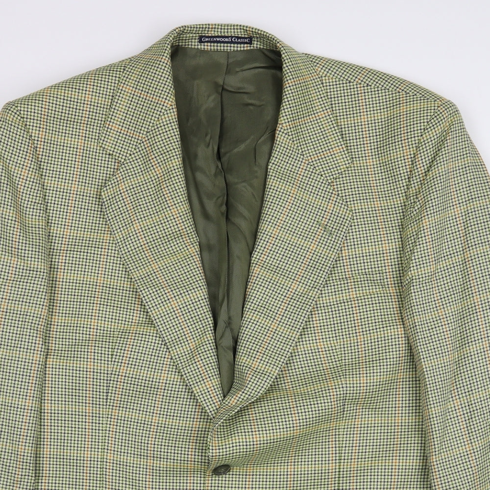 Greenwoods Mens Multicoloured Houndstooth Wool Jacket Suit Jacket Size 44