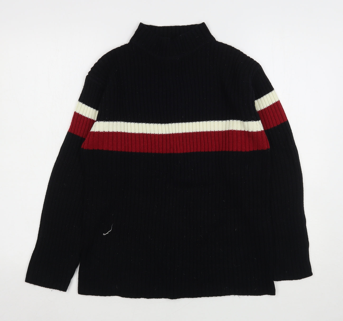 Ozone Womens Multicoloured High Neck Striped Acrylic Pullover Jumper Size S
