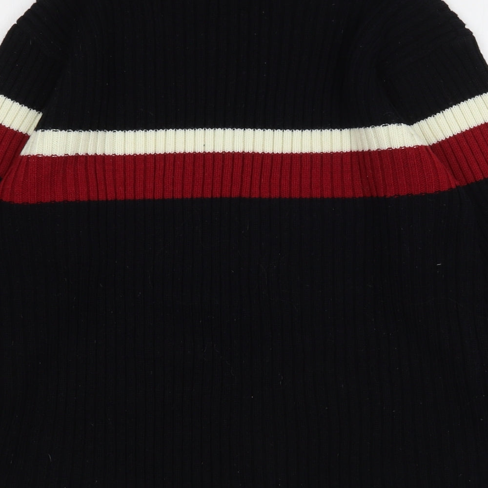 Ozone Womens Multicoloured High Neck Striped Acrylic Pullover Jumper Size S