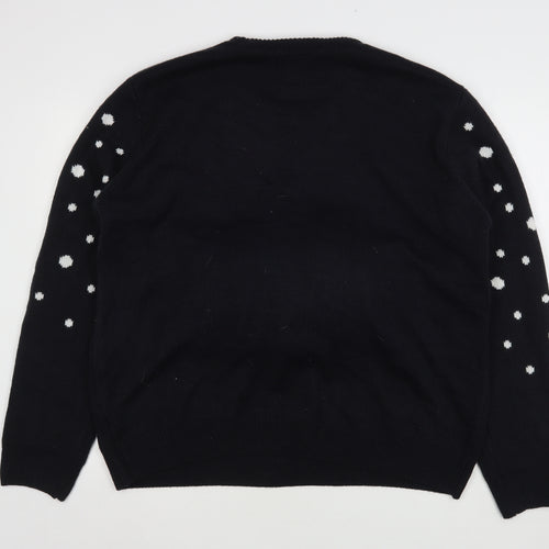 Cedar Wood State Mens Blue Round Neck Polka Dot Acrylic Pullover Jumper Size 2XL   - Christmas