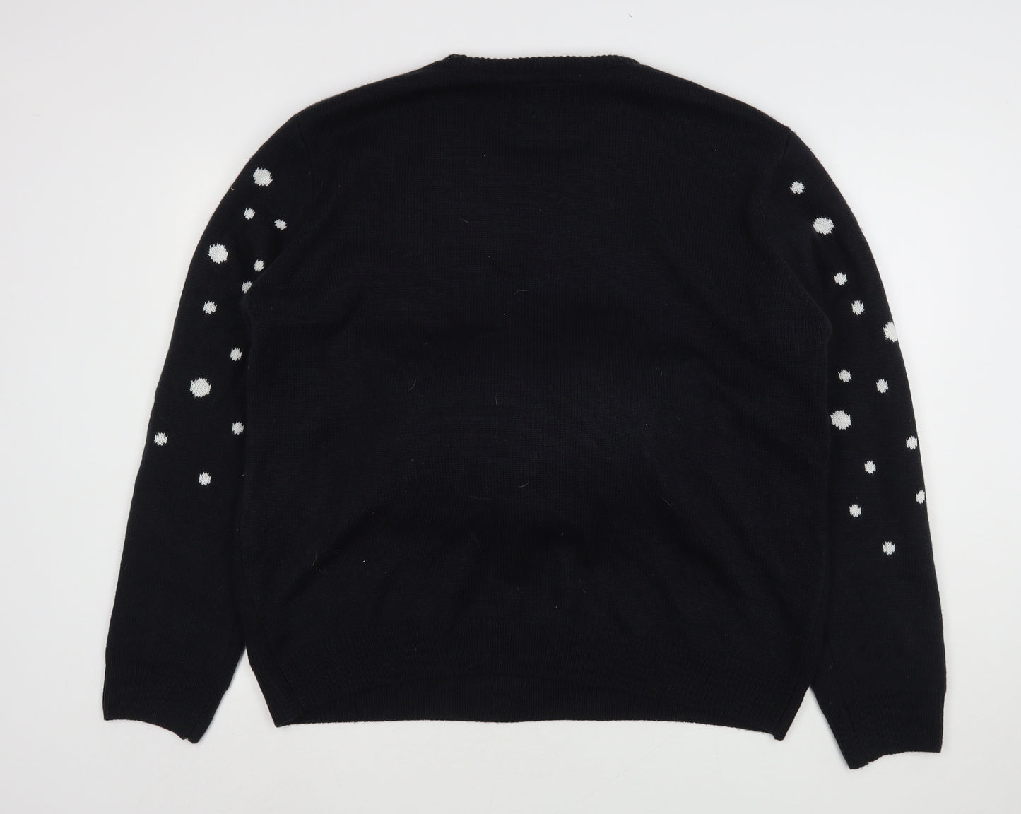 Cedar Wood State Mens Blue Round Neck Polka Dot Acrylic Pullover Jumper Size 2XL   - Christmas