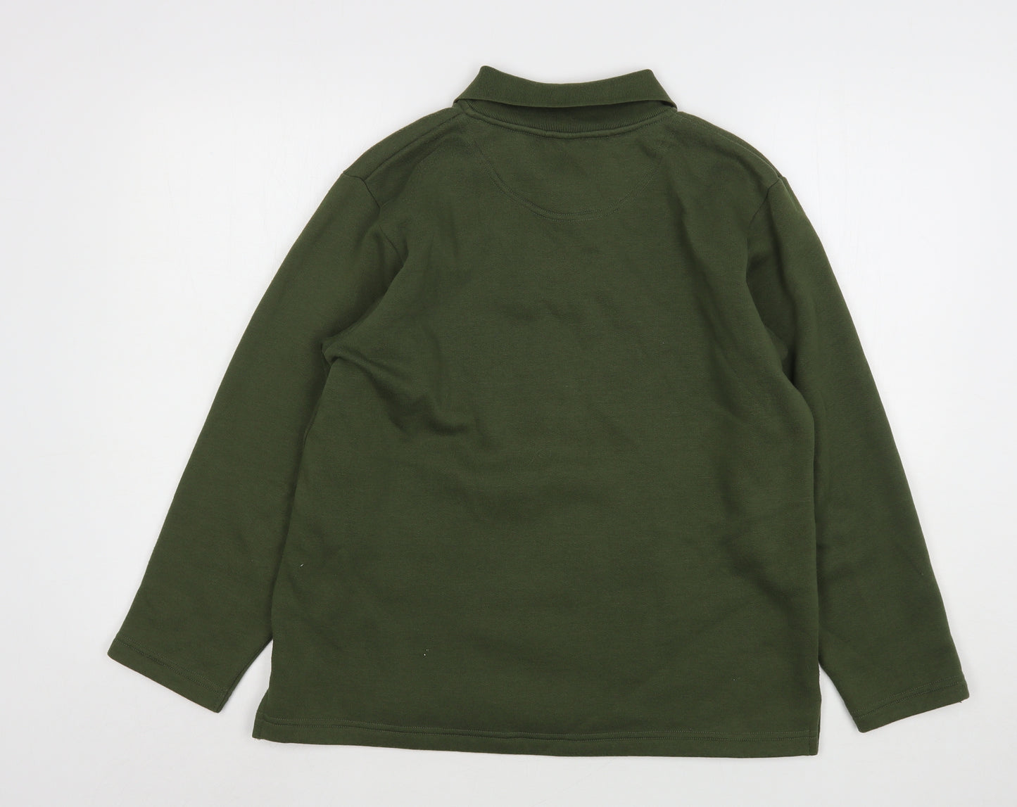 Natural Territory Womens Green Collared Floral Polyester Pullover Jumper Size S