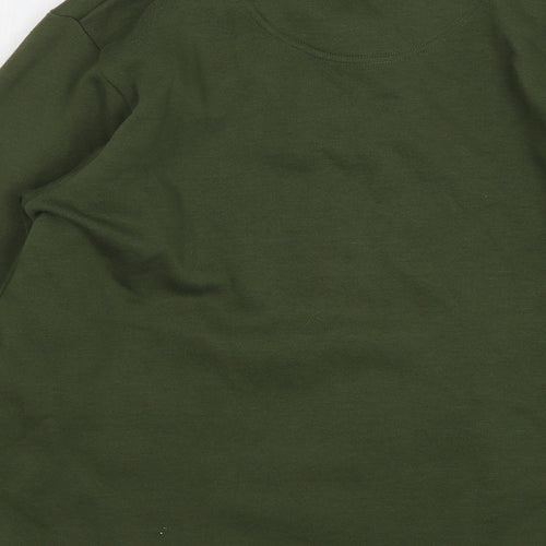 Natural Territory Womens Green Collared Floral Polyester Pullover Jumper Size S