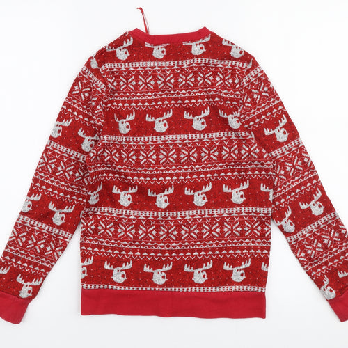 NEXT Boys Red Round Neck Fair Isle Polyester Pullover Jumper Size 9 Years  Pullover - Christmas