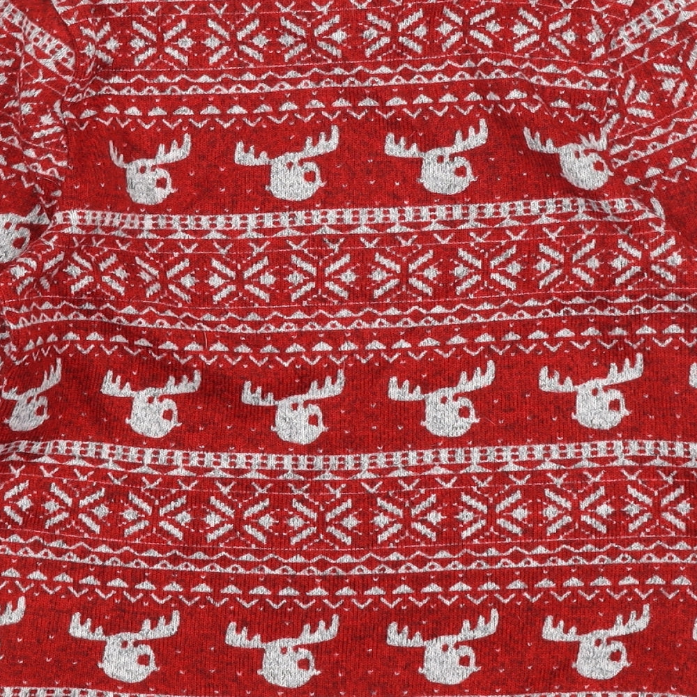 NEXT Boys Red Round Neck Fair Isle Polyester Pullover Jumper Size 9 Years  Pullover - Christmas