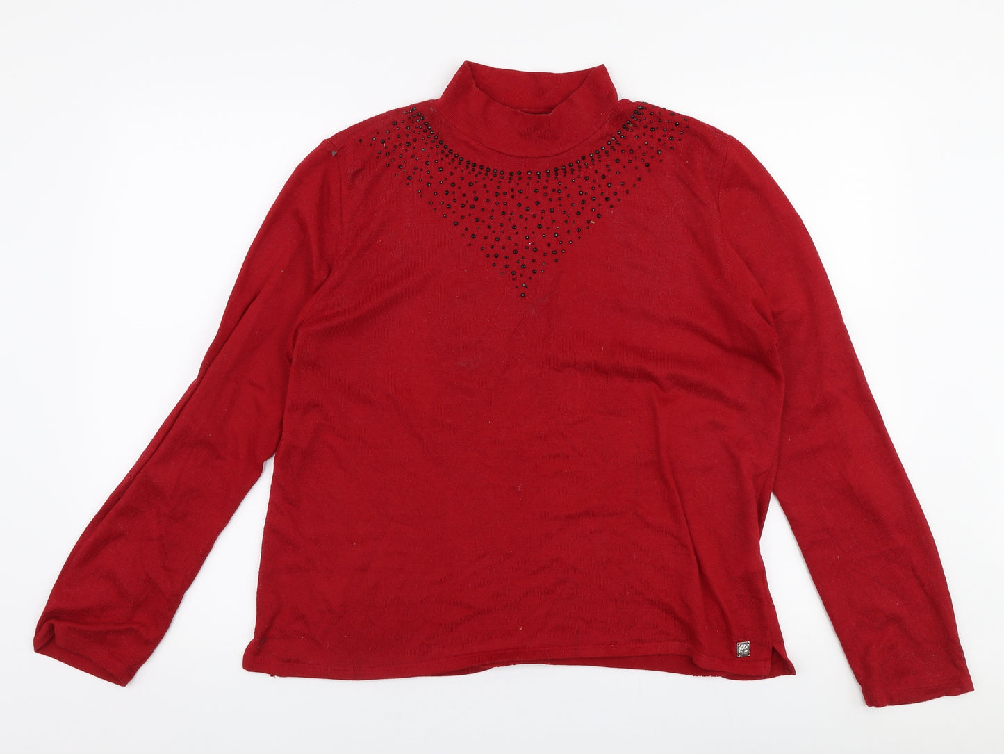 Preworn Womens Red High Neck  Polyester Pullover Jumper Size M