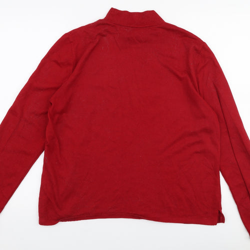 Preworn Womens Red High Neck  Polyester Pullover Jumper Size M