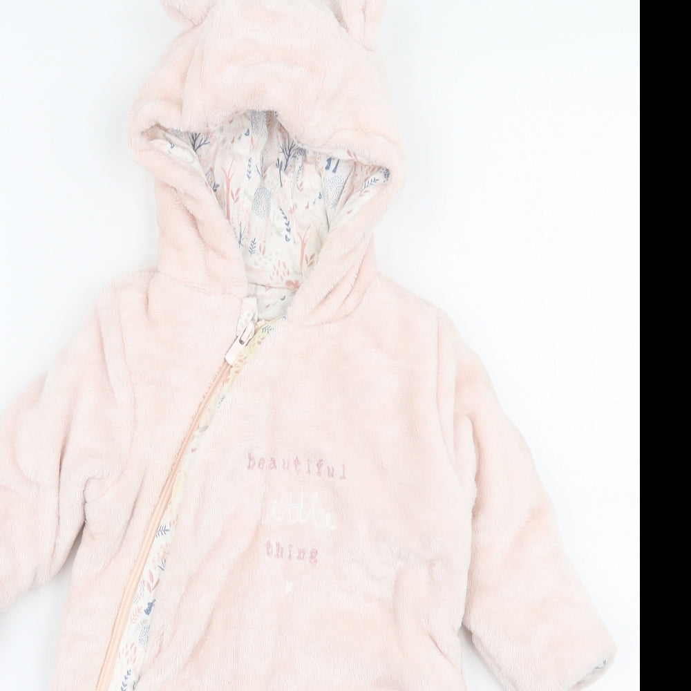 Mothercare Girls Pink Floral Polyester Babygrow One-Piece Size 0-3 Months  Zip