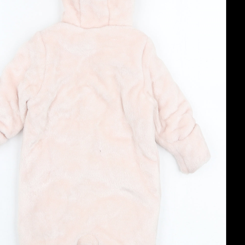 Mothercare Girls Pink Floral Polyester Babygrow One-Piece Size 0-3 Months  Zip