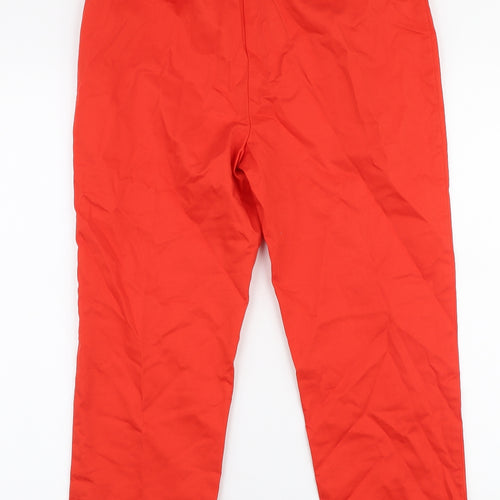 Marks and Spencer Womens Red  Cotton Capri Trousers Size 12 L21 in Regular Zip