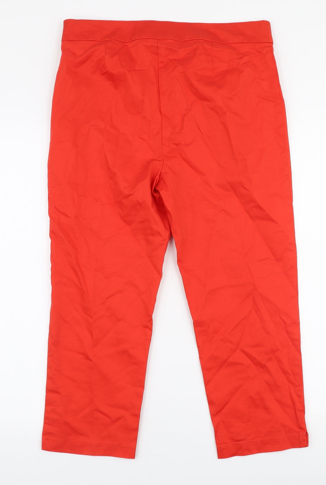 Marks and Spencer Womens Red  Cotton Capri Trousers Size 12 L21 in Regular Zip