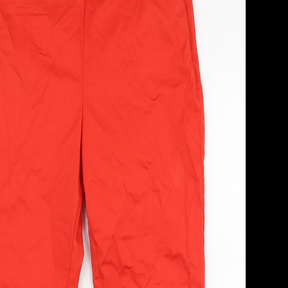 Marks and Spencer Womens Red  Cotton Capri Trousers Size 12 L21 in Regular Zip