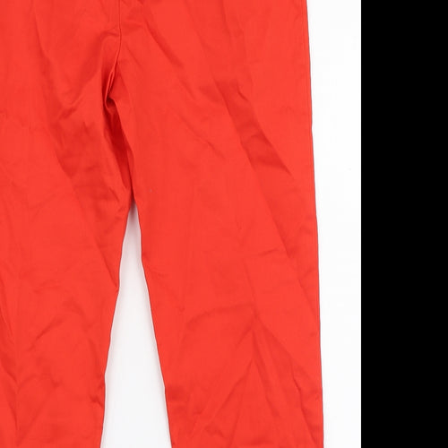 Marks and Spencer Womens Red  Cotton Capri Trousers Size 12 L21 in Regular Zip