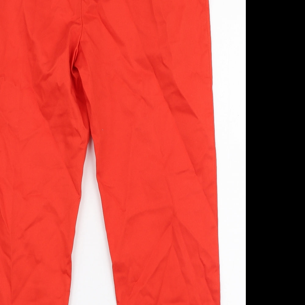 Marks and Spencer Womens Red  Cotton Capri Trousers Size 12 L21 in Regular Zip