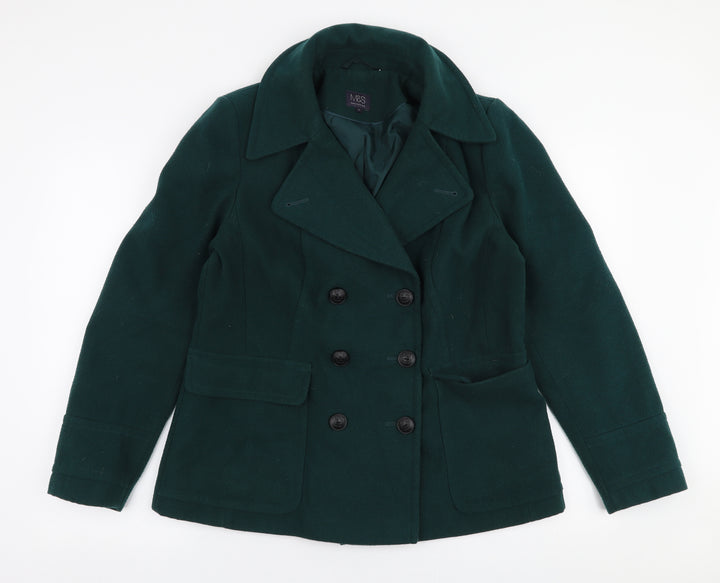 Marks and Spencer Womens Green   Overcoat Coat Size 14  Button