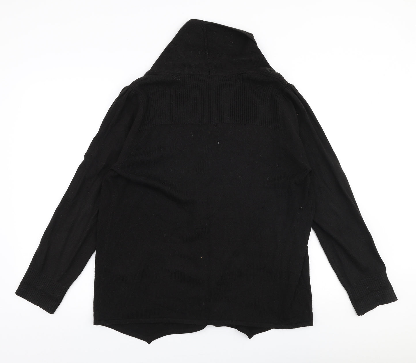 BHS Womens Black Collared  Acrylic Cardigan Jumper Size 16