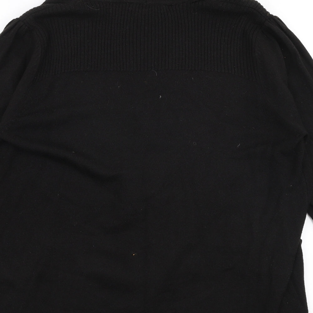 BHS Womens Black Collared  Acrylic Cardigan Jumper Size 16