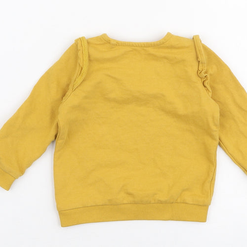 TU Girls Yellow  100% Cotton Jersey T-Shirt Size 3-6 Months Round Neck Snap - Giraffe