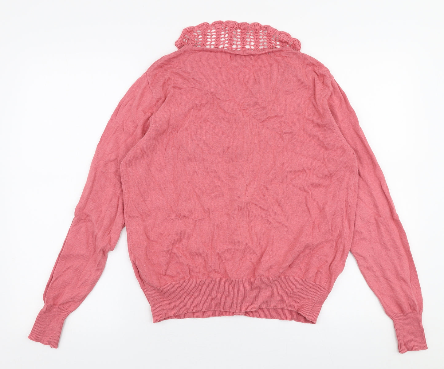 Joe Browns Womens Pink Round Neck  100% Cotton Cardigan Jumper Size 16